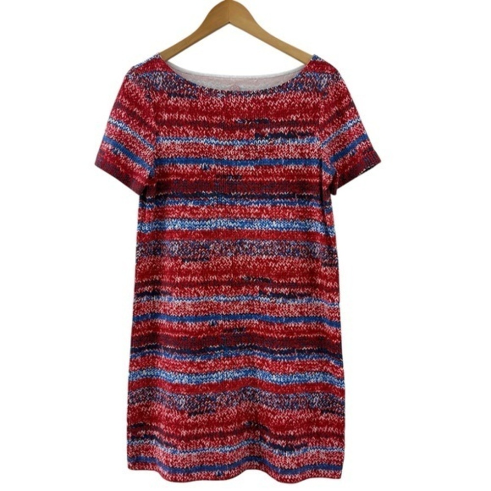 Tory Burch Red Blue Short Sleeve Tshirt Dress Size Medium